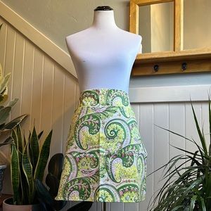 Anthropologie Green Pink Paisley half apron